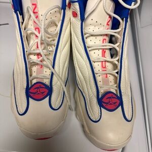 Jordan Cream and Blue Athletic Shoes